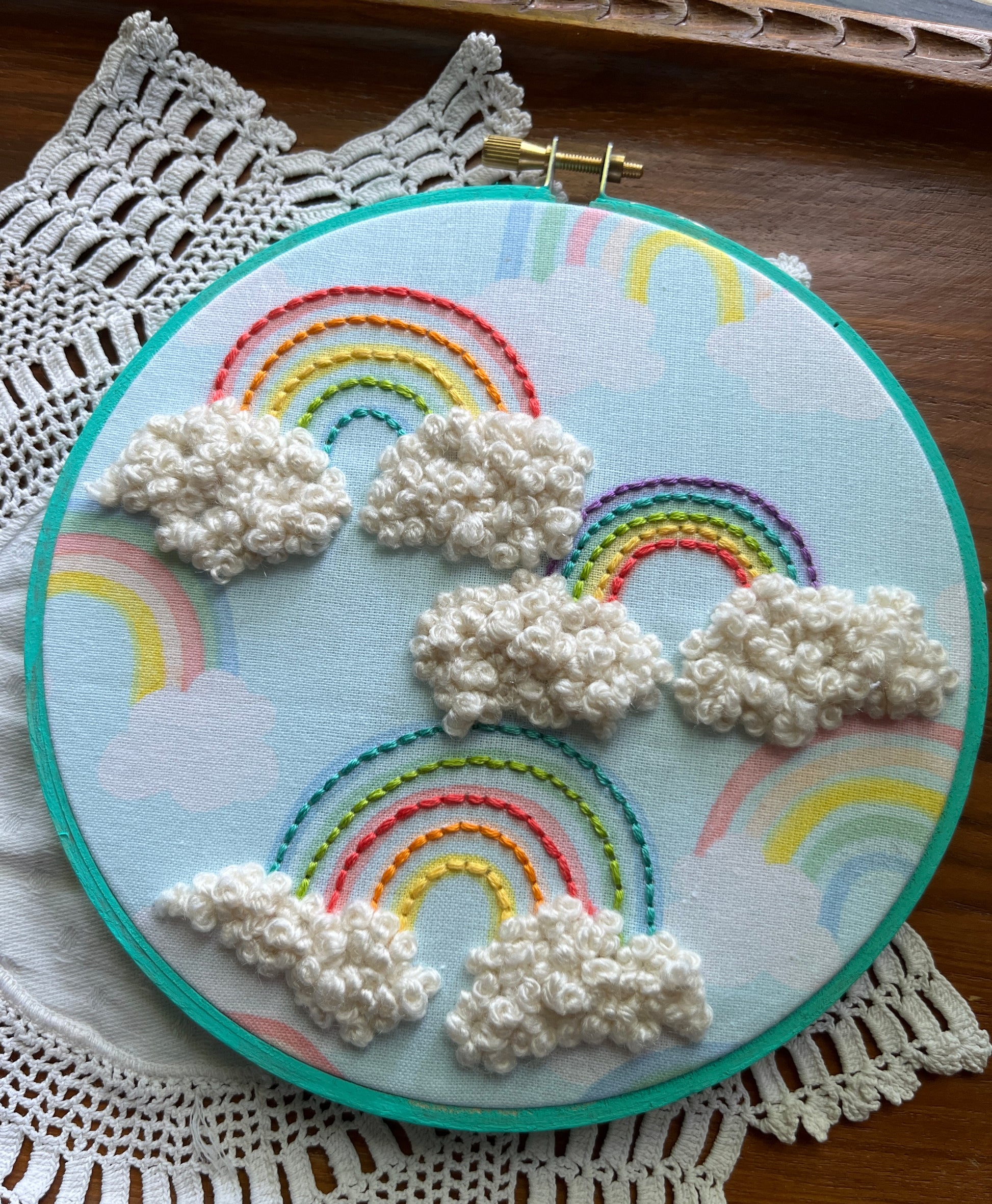 Rainbow Cloud Embroidery Hoop 4inch Embroidery Hoop