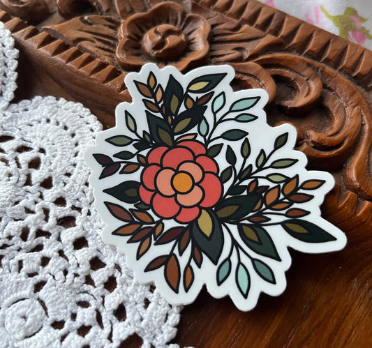 Pink floral vinyl sticker