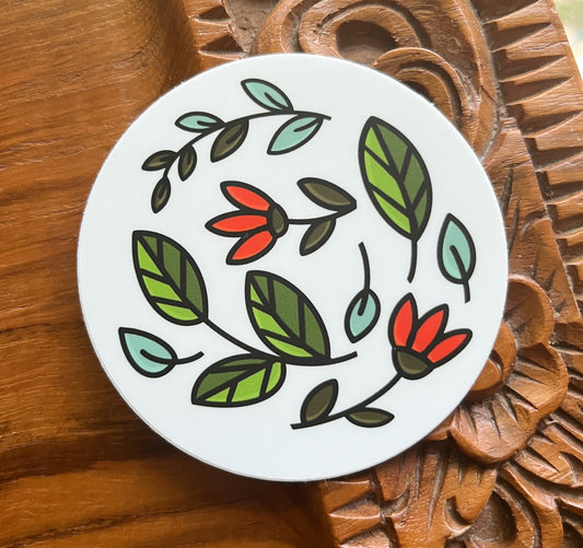 Floral circle vinyl sticker